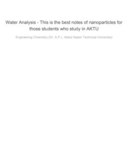 Water Analysis - Engineering Chemistry AKTU NOTES