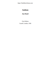 Anthem AYN RAND Book PDF Free Download